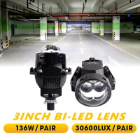 3 Inch Hyperboloid Bi LED Projector Lenses Laser For H4 H7 Car bmw f10 Headlight E20 136W 6000K Auto Car Accessories Halo Light