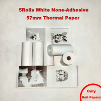 5 Rolls White Thermal Paper Sticker Paper Label Paper Photo Paper Color Paper For PeriPage PAPERANG Photo Printer