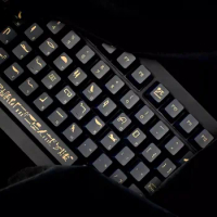 1 Set Secret Of Egypt Pharaoh Keycaps PBT Dye Subbed Key Caps Cherry Proflie GMK Black Gold Luxury Keycap For MX Switch Keyboard