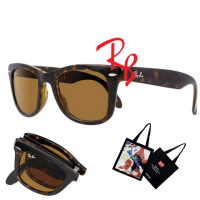 【RayBan 雷朋】Wayfarer折疊式太陽眼鏡 RB4105 710 54mm RB2140摺疊款 玳瑁框深茶鏡片 公司貨