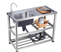 特價?水槽 廚房不銹鋼水槽單槽雙槽水池家用帶支架平臺洗菜盆加厚304水龍頭