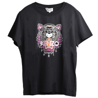 KENZO 葡萄牙製經典品牌彩色印刷虎頭女版短T恤(黑/粉紫色系)