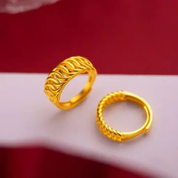Real 100% Pure Adjustable 999 Gold Color Couple Twist Ring for Lover Accessories Fine Jewelry Oro 999 Better Couple Rings Gift