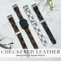 [TALI JAM] Checkered Leather Strap for Apple Watch Ultra 3/2/1 49mm for iwatch Series 11 10 9 8 7 6 