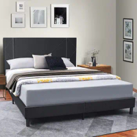 Queen Size Bed Frame, Velvet Queen Upholstered Platform Bed with Headboard, Strong Wood Slat Support Bed Frames