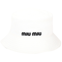miu miu 字母刺繡斜紋棉布漁夫帽(白色)