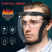 Upgraded Work Protection Mask Full Face Protector Shield Transparent Facial Protector Face Protective Screen Kitchen Accessories