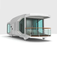 Double Tempered glass House, Prefabricated Super Luxurious Container Home, Capsule Cabin Villa