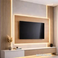 Backdrop TV Minimalis Modern LED Backlight Panel TV Dinding HPL Rak TV Dinding TV 40in (110x64cm)