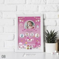 Hiasan Dinding Biodata Bayi New Born Costum Papan MDF Pigura kayu Papan MDF 8