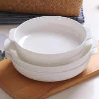 景德鎮日式簡約雙耳盤子菜盤家用個性創意可微波爐ins風碟子陶瓷