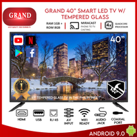 GRAND 40" Smart LED TV w/ Tempered Glass (Android 9.0)