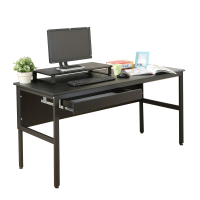 【DFhouse】頂楓150公分電腦辦公桌+一抽+桌上架-黑橡木色