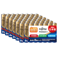【FUJITSU 富士通】日本製 Premium S LR03PS-8S 超長效強電流鹼性電池-4號AAA(精裝版48入裝)