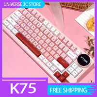 Feker K75 Mechanical Keyboard Hot Swap Rgb With Screen Three-Mode Custom Mechanical Keyboard Compute