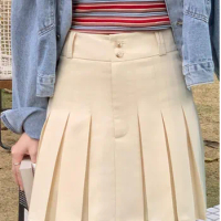 4Colors SML 2023 Autumn Women's High Waist Korean Preppy Style Slim Mini Skirts For School Girls A line Pleated skirts(X2669