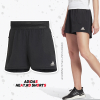 【adidas 愛迪達】短褲 HEAT.RD Shorts 女款 黑 健身 運動 路跑 褲子 彈性 反光 愛迪達(HG1892)