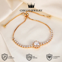 Gelang emas sampanye fashion terbaru chains bracelets Bunga Matahari dengan Berlian 2 Karat Desain S