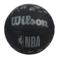 【WILSON】NBA ALL TEAM 隊徽合成皮籃球#7-訓練 室外 7號球 黑灰(WTB1300XBNBA)