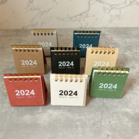 2023-2024 Retro Simple Solid Color Desk Calendar Desktop Paper Mini Stand Calendar Daily Table Planner Yearly Agenda Organizer