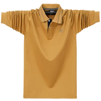 2023 autumn new Men's Lapel Long Sleeve T-Shirt Business fashion men's solid color POLO shirt Plus Size 4XL 5XL 6XL
