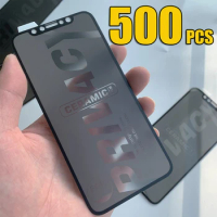 500pcs Privacy Ceramics Anti Spy HD Film Matte Screen Protector Cover For iPhone 15 Pro Max 14 Plus 13 Mini 12 11 XS XR X 8 7 SE