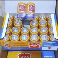 12 pasang/24 pcs ABC BESAR R20 KUNING batu baterai tipe D (1,5 volt) batu batre radio, senter besar.