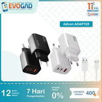 Advan Adapter Safe Charge C65 GaN Technology 65W PD3.0 QC3.0 Super Fast Charging Laptop HP Tablet Ga