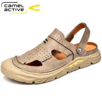 Camel Active New Summer Men's Sandals Casual Outdoor Beach Shoes Genuine Leather Men Sandals Man Chaussure Homme Male Flats