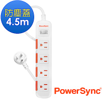 群加 PowerSync  一開四插防塵防雷擊延長線/4.5m(TPS314DN9045)