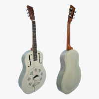 Aiersi Brand Vintage Chrome Finish Metal Brass Body Resonator Guitar Free Case and Strap