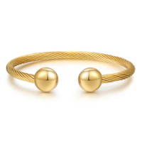 New Brand Bangle Gold Color Stainless Steel Bangle For Women Jewelry Round Ball Charm Women Cuff Bangles Men Bracelets