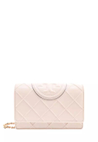 TORY BURCH TORY BURCH - Stitched leather wallet with embossed logo - Beige