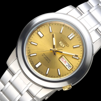 【SEIKO 精工】手錶 都市型男日本製5號自動機械腕錶-金面/SNKK13J1(保固二年)