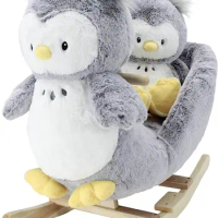 Rocking Horse, Plush Ride-On Darling Duos | 2-Piece Plush &amp; Joyride Character Rocker Bundle ­– Grey Owl