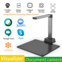 13MP USB Document Camera for Teacher，Book Scanner with LED Supplemental Light, OCR Function, Distance Education