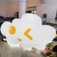 Giant Inflatable Cloud LED Lighting Advertising Props Blow Up Anime Wink Doll Hanging Decoration for Nightclub Bar Stage Party
