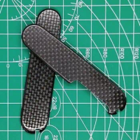 1 Pair Custom Made Hand Made Carbon Fiber Handle Scales With Cut-Out for 91mm Victorinox Swiss Army Knife