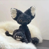 ของเล่นตุ๊กตาแมวดำสไตล์ Devon Rex น่ารักสุด ๆ ของขวัญวันเกิดสำหรับเด็กผู้หญิง