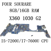 For HP EliteBook X360 1030 G2 Laptop motherboard with I5-7200U/I7-7600U CPU 8GB/16GB RAM 6050A2848001 Mainboard