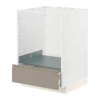METOD/MAXIMERA 烤箱底櫃附抽屜, 白色/upplöv 消光/深米色, 60x60x80 公分