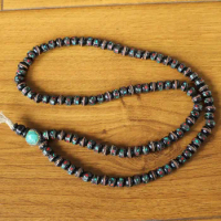 ML177 Vintage Tibetan Black Yak Bone 108 Prayer Beads Necklace Mala 8mm 10mm Bone Inlaid Colorful Stone Buddhist Men Bracelet