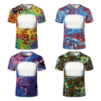 Fashion Breathable Summer T Shirt 100% Polyester T-Shirts Sublimation Blank Short Sleeve Tie-Dye Tee Tops For Photo Text Print