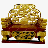 Customized Chinese style antique dragon chair, throne, emperor's couch, palace chair, elm wood Zen chair, single person retro dr