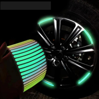 20pcs Car Wheel Hub Reflective Sticker Tire Reflective Strips Luminous For Night Driving Car Bike Motorcycle Wheel Sticker