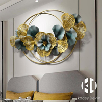 銀杏葉輕奢墻面裝飾品創意掛件客廳墻壁沙發墻上背景墻壁飾掛飾【聚物優品】
