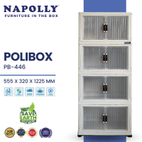 Napolly Lemari Susun 4 Polibox 446 Kotak Penyimpanan Multi Fungsi + Roda Almari Plastik Almari Jumbo