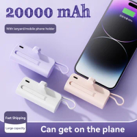 20000mAh Mini Power Bank Portable Built In Cable Type-C Lightning Powerbank Larger Capacity Charging External For iPhone Xiaomi