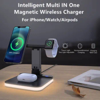 Foldable Magnetic Suction Wireless Charger Stand Dock For Apple Watch SE 7 Fast Charging Station For iPhone 14 13 12 Pro Airpods