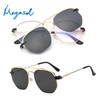 MEGASOL UV400防眩偏光太陽眼鏡中性磁吸外掛墨鏡+平光(超輕金屬平光眼鏡+可拆式太陽眼鏡-2059多色選)